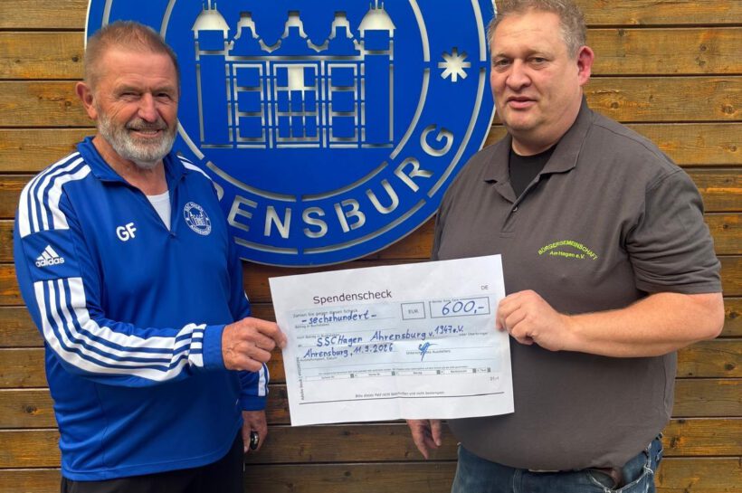 Bürgergemeinschaft spendet dem SSC-Hagen dank des Familienfestes 600,- Euro für den Jugendbereich